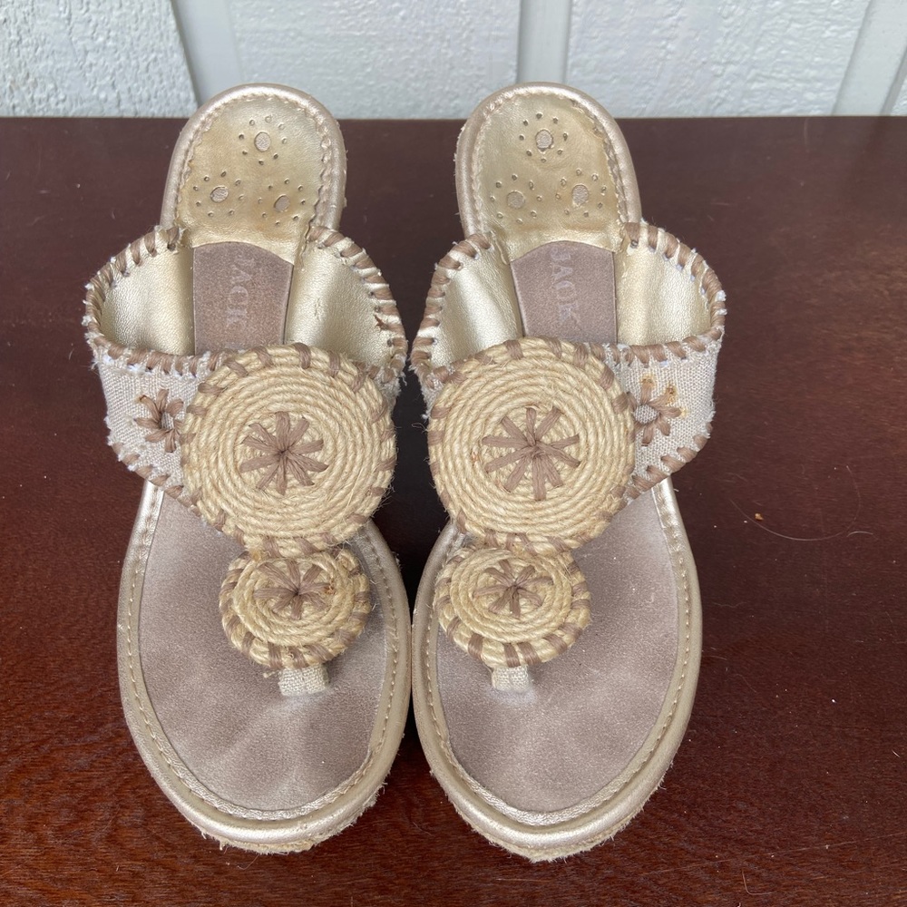 Jack Rogers sz 6 Jute and Canvas Wedge Sandals